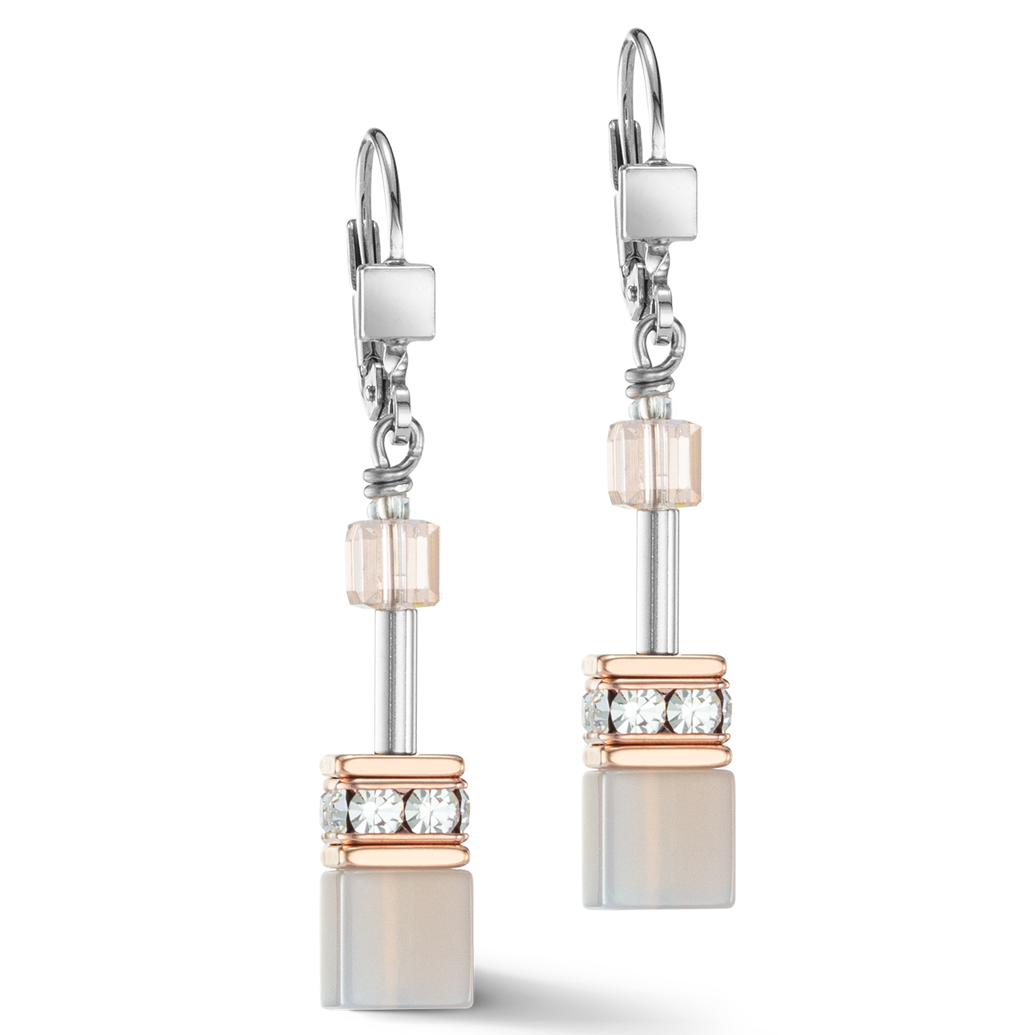 coeur-de-lion-geocube-iconic-precious-ohrringe-ros-gold-peach-ohrh-nger image 2