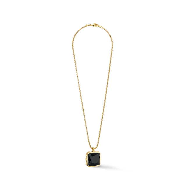 coeur-de-lion-essentials-halskette-amulett-spikes-square-onyx-gold-schwarz image 1