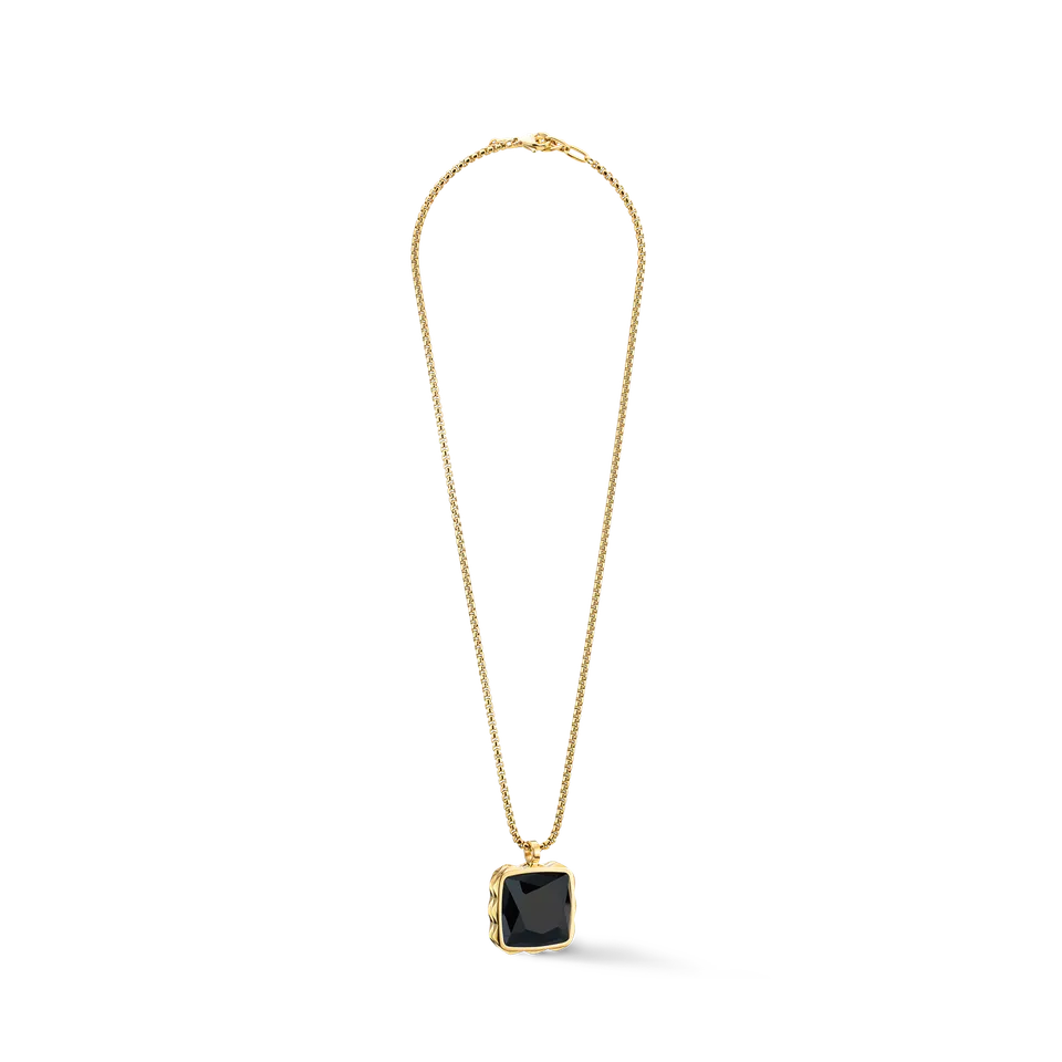 coeur-de-lion-essentials-halskette-amulett-spikes-square-onyx-gold-schwarz image 1