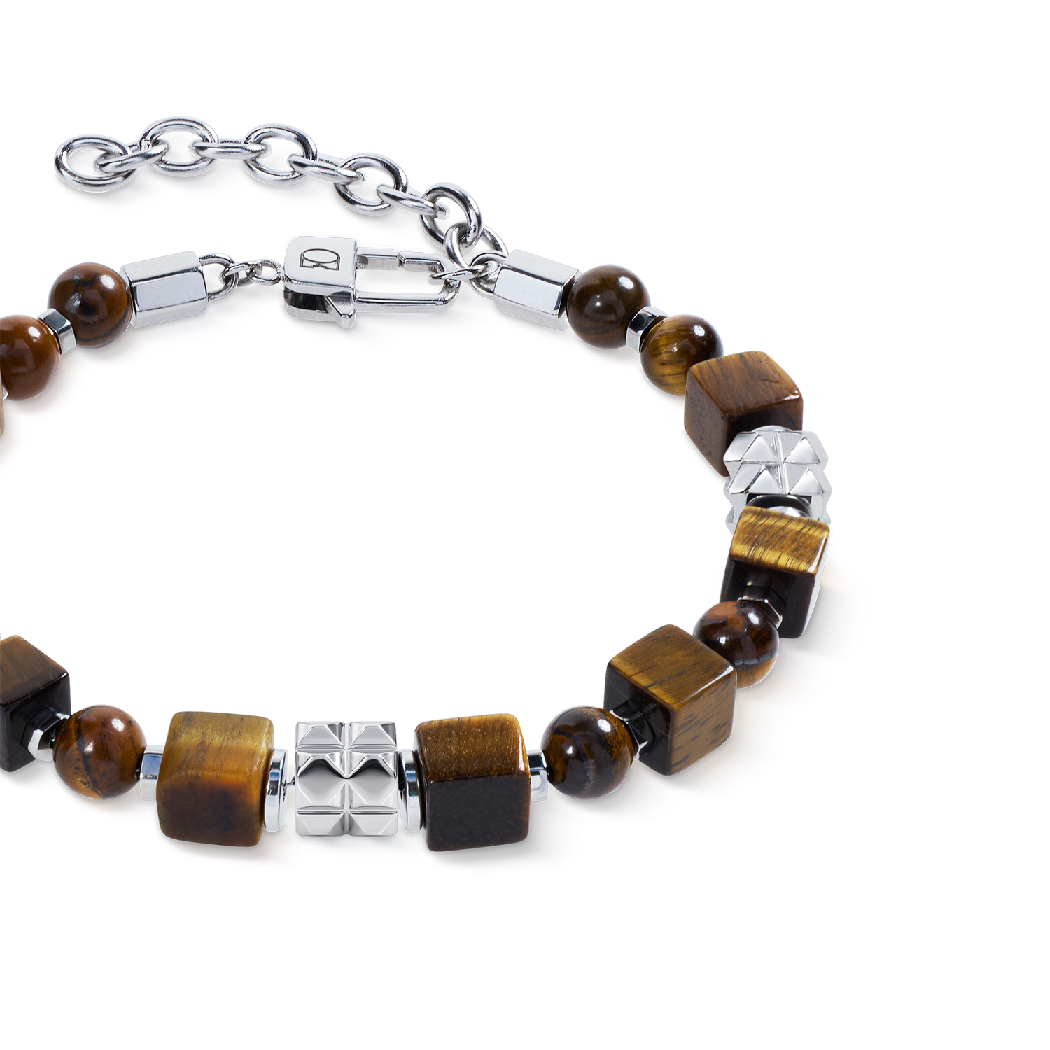 coeur-de-lion-tigerauge-armband-cubes-und-kugeln-mit-spikes-edelstahl image 2