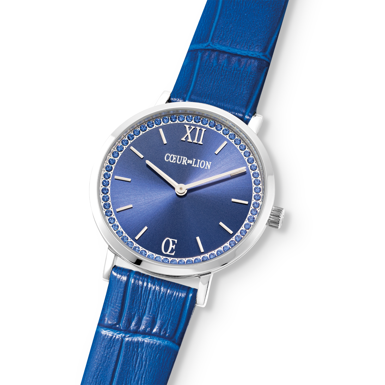 coeur-de-lion-iconic-uhr-rund-sparkling-sunray-leder-royal-blue-3-4-cm image 2