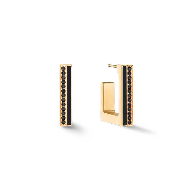 coeur-de-lion-creole-square-stripes-20-ohrringe-gold-schwarz-2-cm image 1