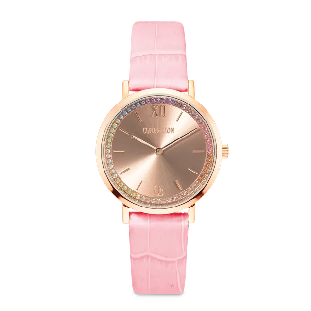 coeur-de-lion-sparkling-watch-rund-pastel-lovers-ros-gold-leder-rosa-34-mm image 1