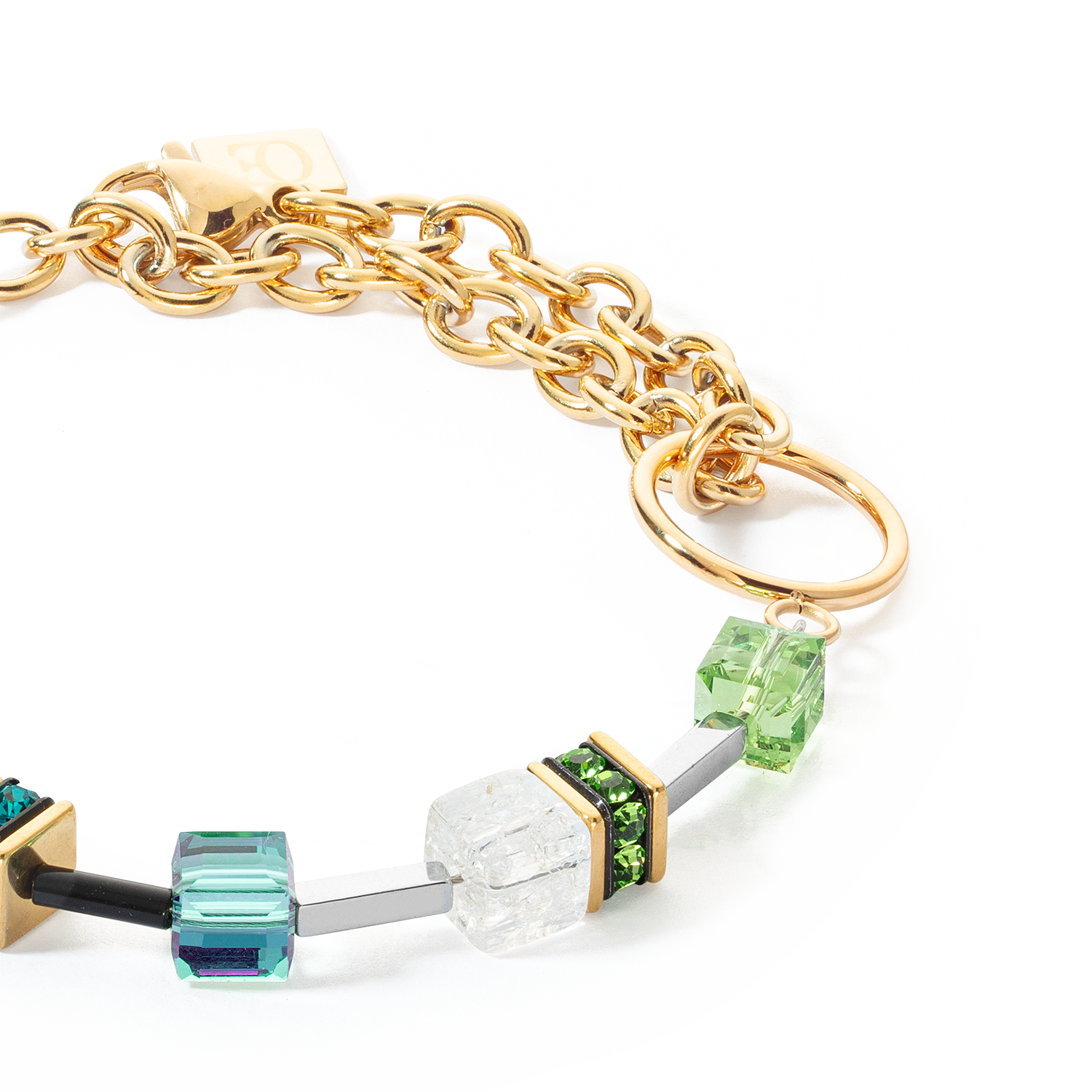 coeur-de-lion-geocube-iconic-precious-chain-armband-gold-multicolor image 2