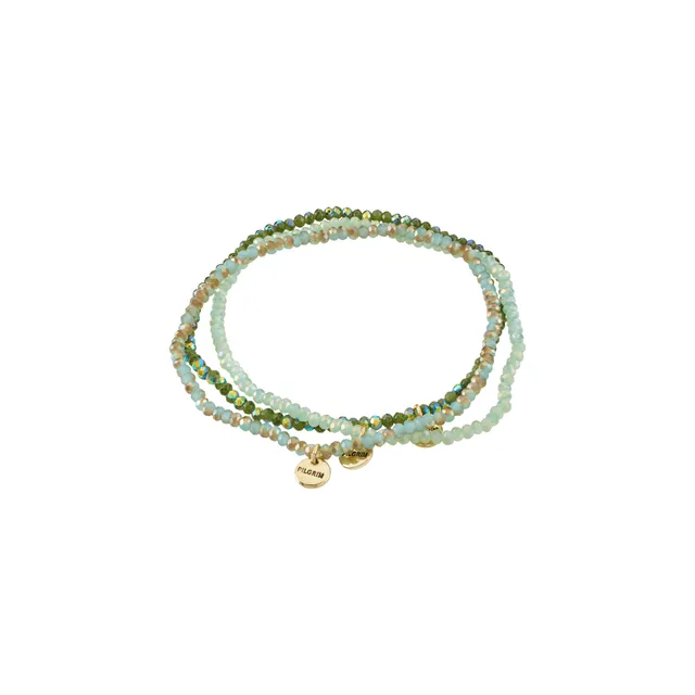 pilgrim-indigo-armband-set-3-teilig-gr-n-goldplattiert-17-cm image 1
